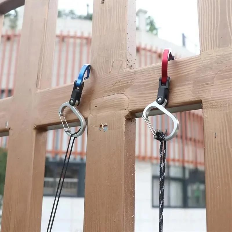 Wielofunkcyjny haczyk ze stopu aluminium z obrotową klamrą szybkiego uwalniania do wędkarstwa i biwakowania