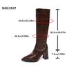 Mode Einfarbiges PU Kniehoch Moderne Stiefel Damen Winter Spitzschuh Seitenreißverschluss Reitstiefel Sexy High Heel Schuhe Übergröße 42