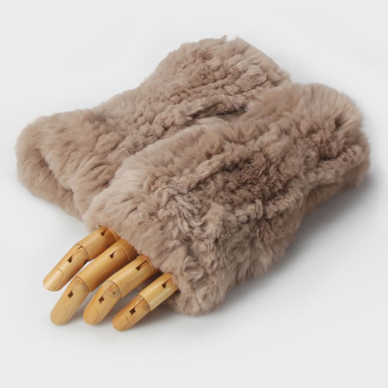 

MISTICA Rabbit hair Fur Finger Less Gloves MFFG001BP single type