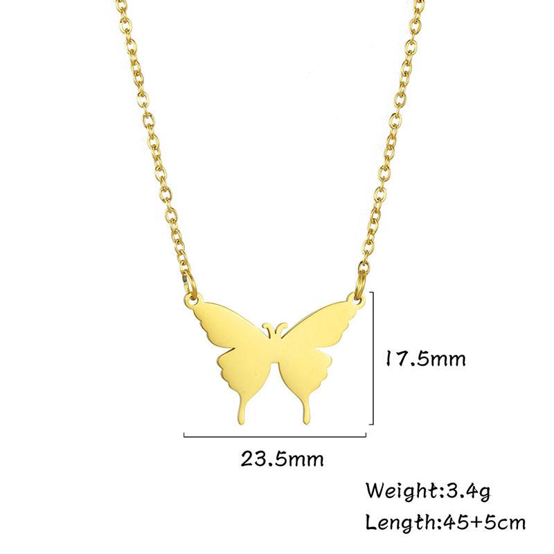 Teamer Delicate Sweet Butterfly Pendant Necklace for Women Girls Stainless Steel Fashion Choker Jewelry Valentine's Day Gift