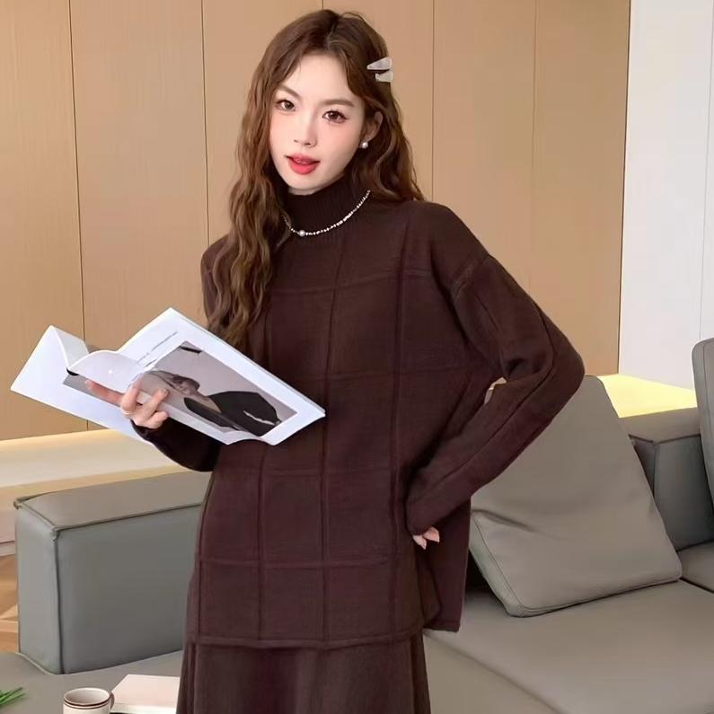 DIMANAF 2024 Winter Autumn Women Solid Sweaters Knitting Basic Fashion O-Neck Style  Loose Pullover Sweater