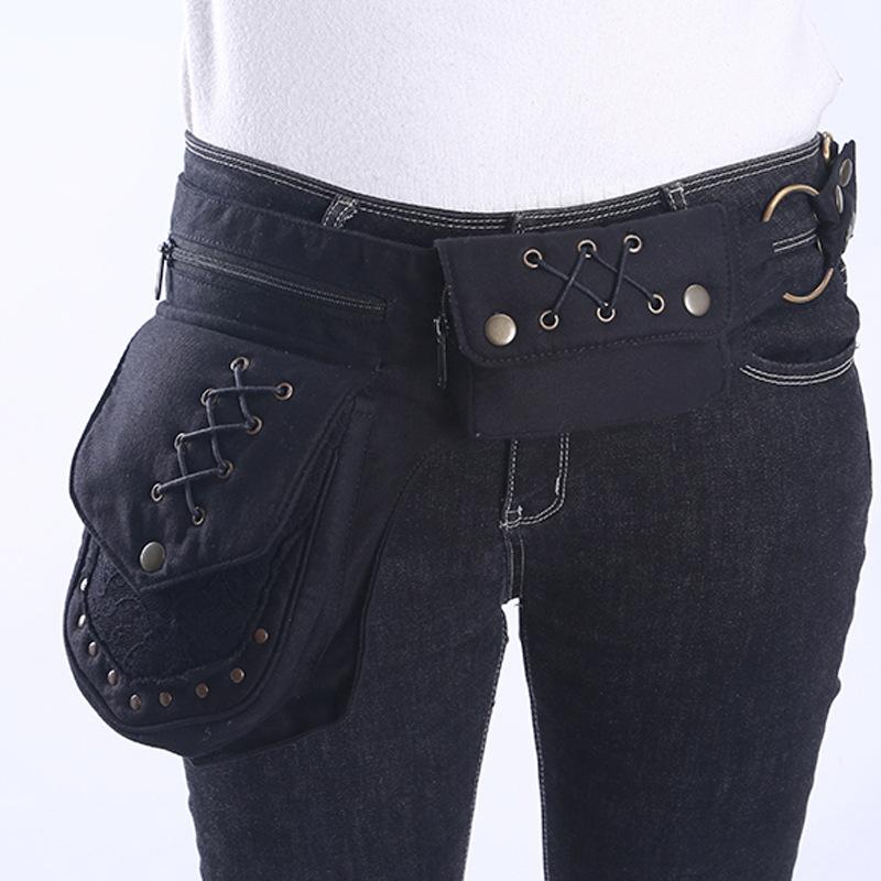 Vintage Unisex Bauchtasche Mehrere Taschen Hüfttasche Leinwand Hüfttasche Damen Brusttasche Bohemian Beintasche für Handy