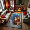 Tappeto di Natale Babbo Natale 3D Tappetino Divertente Illusion Ottica in Flanella Tappeto Stampato Gnomo della Neve di Natale Vecchio Uomo Decorazione Natalizia