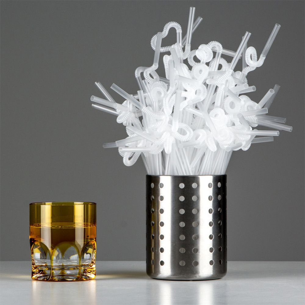 

DIY Birthday Bar Long Home Disposable Flexible Straight 100pcs Fruit Juice Straws Party Plastic