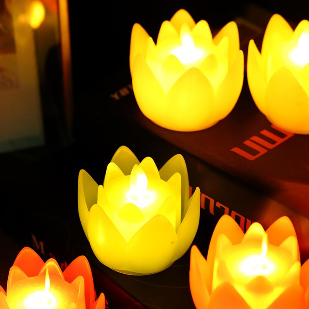 Festival Decoration Led Electronic Lamp Lotus Candle Lamp Buddhist Hall Lanterns Wishing Lamp