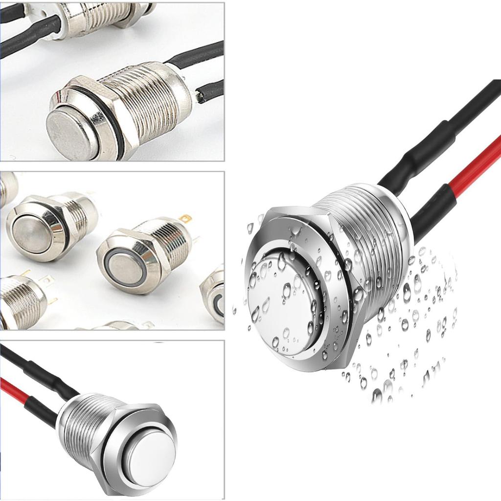 HUIKKJP 3 Stück Kabelgebundene Wasserdichte Drucktaster Rastend Selbstverriegelnd Edelstahl Drucktaster Ein Aus