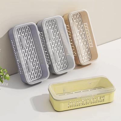 Dustproof Chopstick Drying Box Single Layer with Transparent Lid Chopstick Draining Cage Space Saving Draining Basket