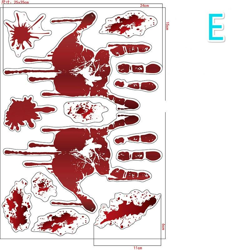 Halloween Decorations Blood Prints Wall Stickers Blood Footprints Ghost Axe Props Easter Stickers Window Stickers