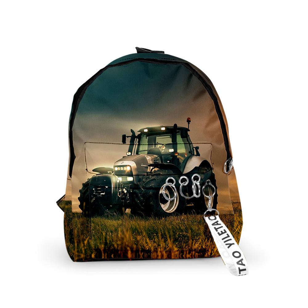 Klassiek Populair tractorpatroon Rugzakken Jongens/Meisjes leerling Schooltassen 3D Print Sleutelhangers Oxford Waterdicht Schattige Kleine Rugzakken One size