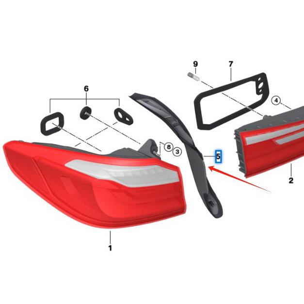 BMW 5 Series G30/G38 Taillight Water Channel (Part: 63217382959/63217382960)