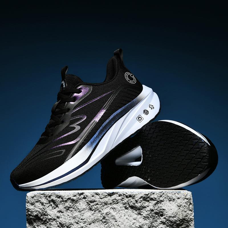 Spring new ultra-light carbon board sneakers large size shock-absorbing breathable running shoes racing sports soft-soled men's shoes