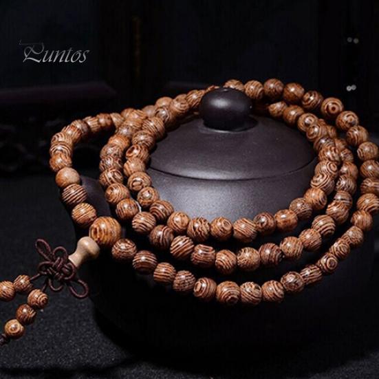 Women Men 8mm Wooden Bead Buddhist Prayer Mala Necklace Bracelet Gift Jewelry