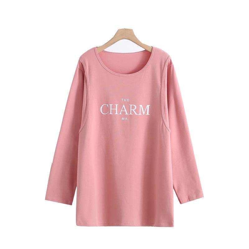 

Autumn Maternity Long Sleeve Cotton Nursing Top - Loose Fit for Breastfeeding XL