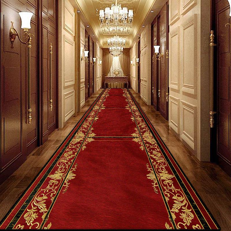 Senior Home Corridor Decoration Carpet Luxury Foldable Wedding Lobby Entryway Red Long Rug Hotel Hallway Non-slip Mat Easy Clean