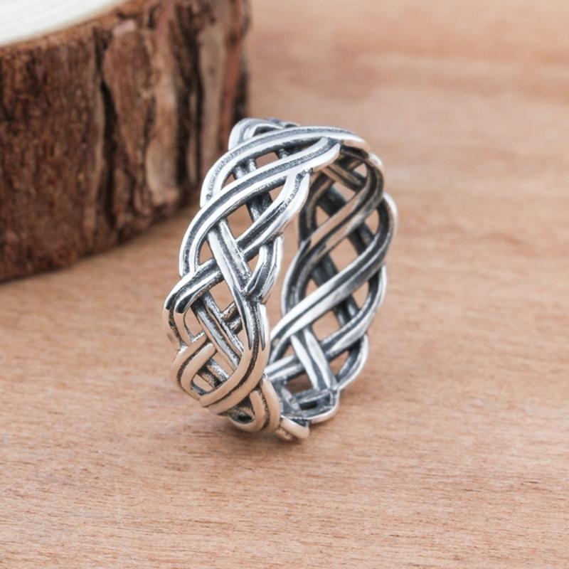 Fashion Hollow Braided Rings for Men Simple CopperColor Couple Anniversary Party Gift Finger Ring Women Punk Hiphop Jewelry
