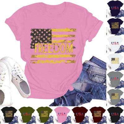 Women's Fashion Plus Size Vintage LA Print Casual Short-Sleeved Top