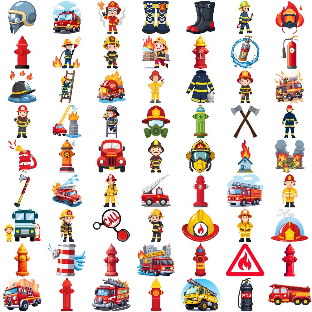 63 шт. Временные татуировки Пожарная машина Графика Временные наклейки-татуировки Иллюстрации Пожарных Для рук Мужчин Женщин