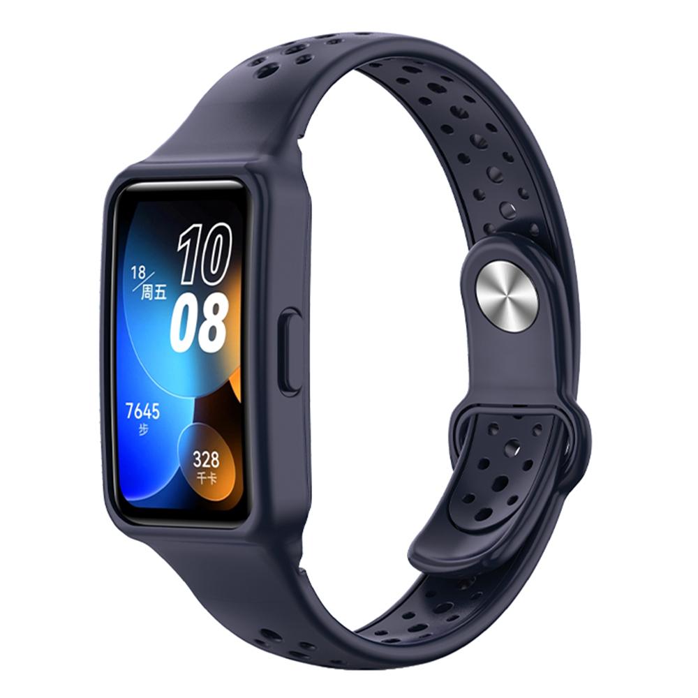 Silicone Band for Huawei Band 9 NFC/9/8 NFC/8 Reverse Buckle Holes Design Strap Integrated with Watch Case