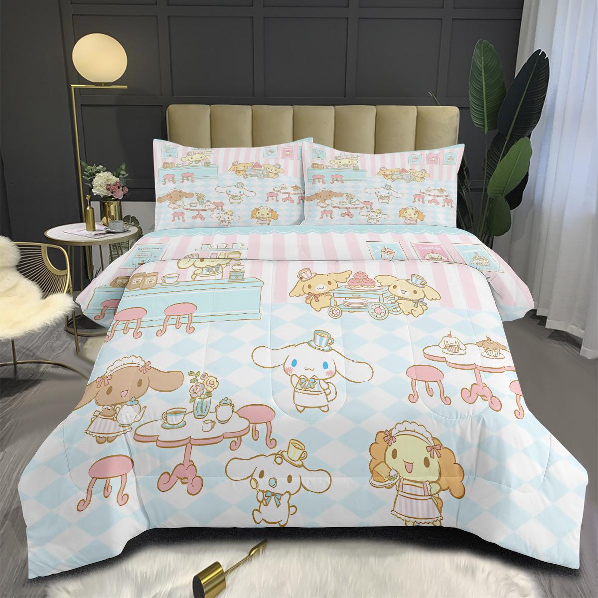 Cinnamon Cartoon Fat Quilt Three-piece Set Cute Digital Printing Rain Silk Cotton Fat Quilt Cover 140*200cm