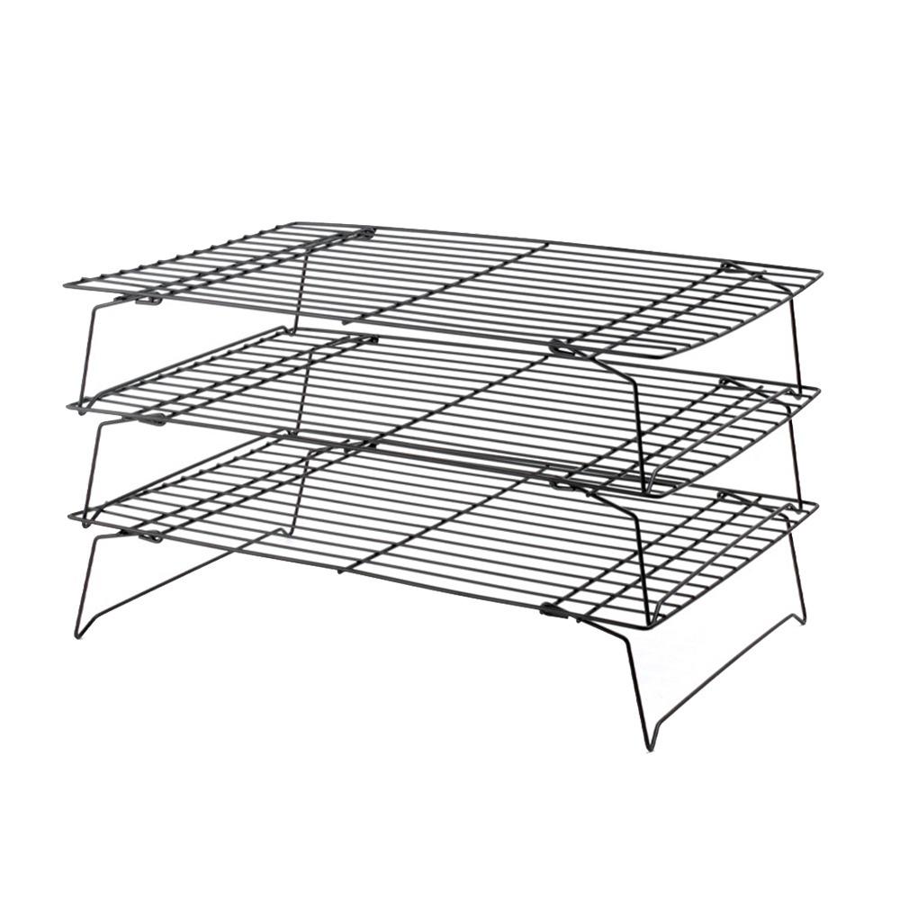 

Stainless Steel Baking Cooling Tray Wire Grid Barbecue Shelf High Quality Grid Holder Oven Use Grey-3 Layers