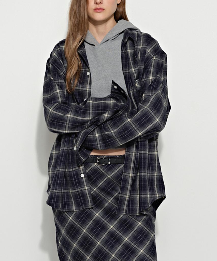 Beulaiteun Oversized Check Shirt Blue