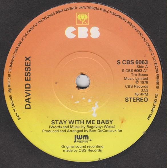 

7inch Record DAVID ESSEX - Stay With Me Baby SCBS6063 CBS 1978 UK Rock Used