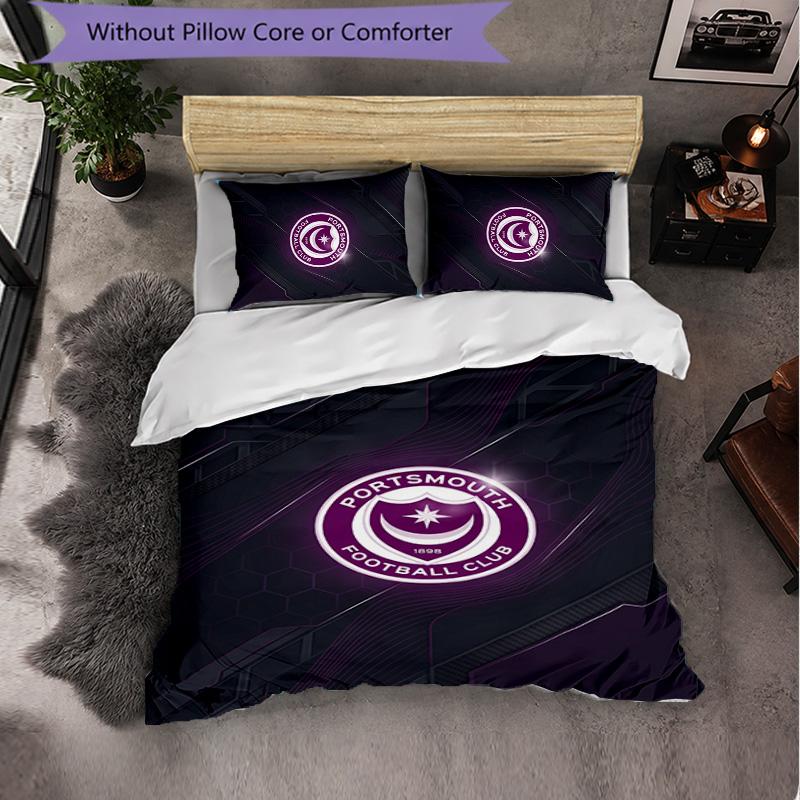 Biancheria da Letto a Tema Portsmouth FC Set 3 Pezzi Copripiumino Biancheria da Letto Decorativa Per Stanza Adolescenti Decorazione Casa