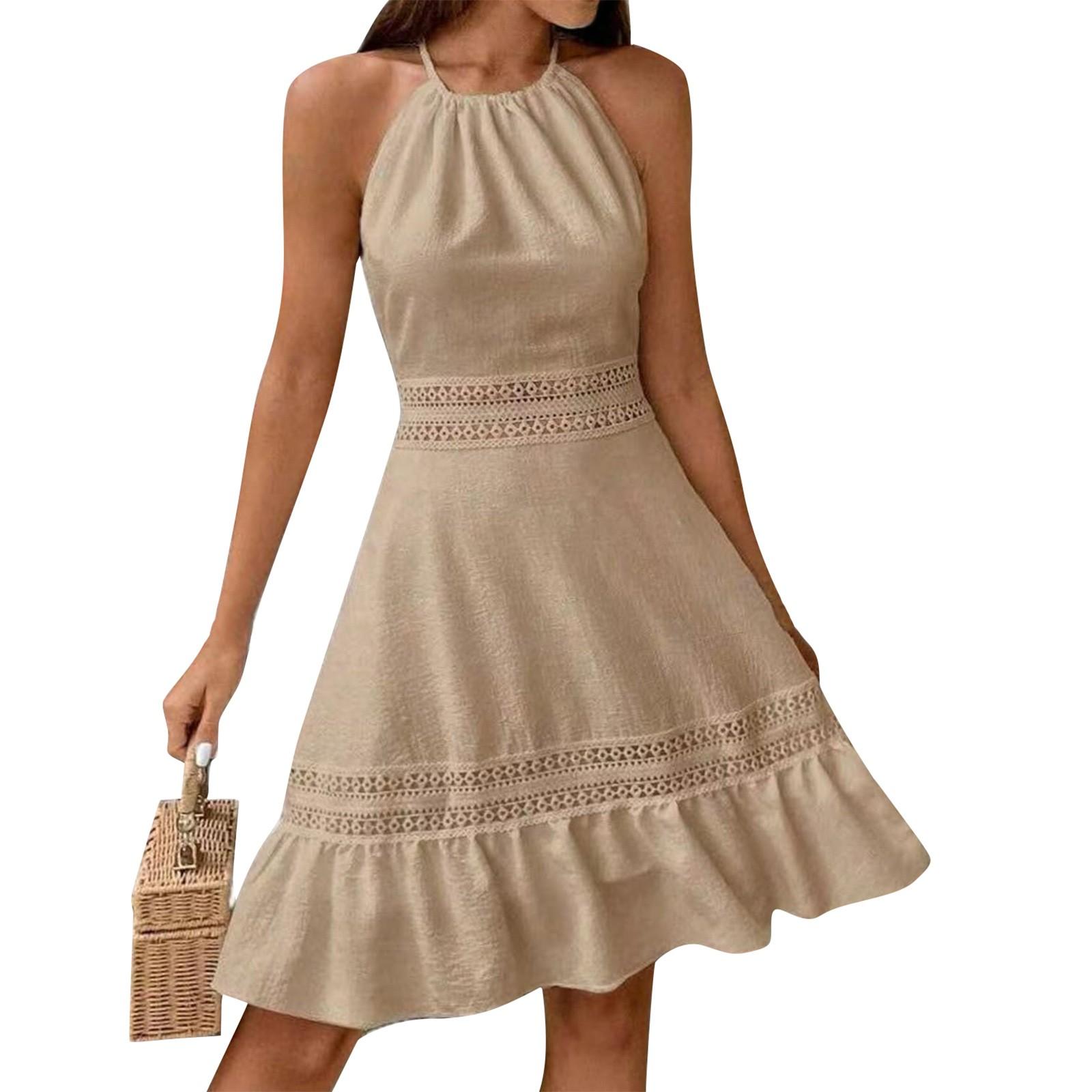 

Женские платья с круглым вырезом и вырезом-бабочкой сзади на талии S хаки