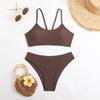 2025 European & American Solid Color Women's Sexy Bikini Swimwear - High-End Hot Spring Design