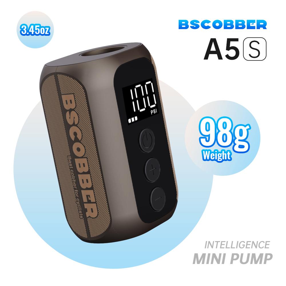 BSCOBBER Bike Accessories Cycling Electric Tyre Inflator Mini Velo Air Pump Portable Replace Co2 Inflator Bicycle MTB A5S Brwon