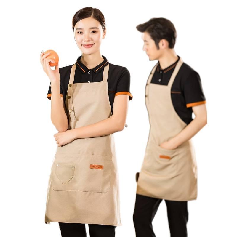 Waterproof Canvas Catering Apron with Logo, Stain-Proof, Ideal for Kitchens & Cafes