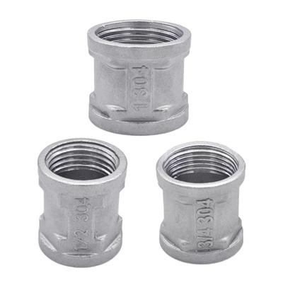 Stainless Steel Female Threaded Pipe Adapter Double Sleeve Connection Nipple Straight Connector Plumbing Fittings