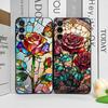 Colorful Glass Style Rose Flower Pattern Phone Case for Samsung Galaxy S26 S25 S24+ S23 Ultra S22 Plus S20 S21 FE M53 Soft Cover
