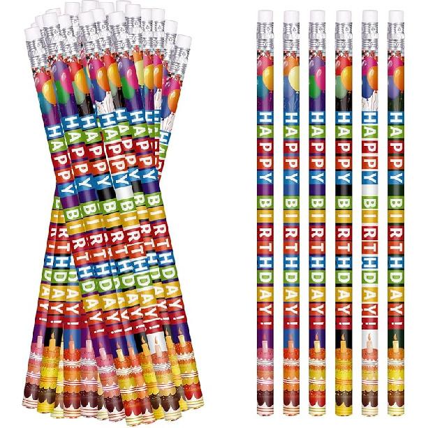 Birthday Pencils for Students Happy Birthday Pencil Bulk Colorful Wood Pencils Teacher Classroom Birthday Gifts Party Supplies (24) 24