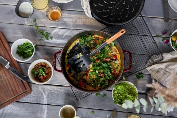 Staub Saute Pan Grenadine Red Large Hand Cast Enamel Pot Shallow Sukiyaki Compatible with IH Japanese Blaiser "Blaiser 28cm" [Authorized Product]