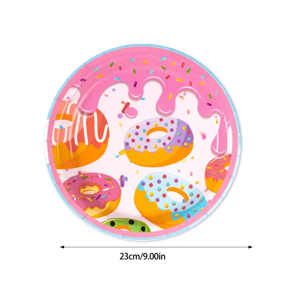 Donut Themed Birthday Tableware Set Pink Donuts Paper Napkin Plate Cup Tablecloth Donut Grow Up Birthday Party Baby Shower Decor