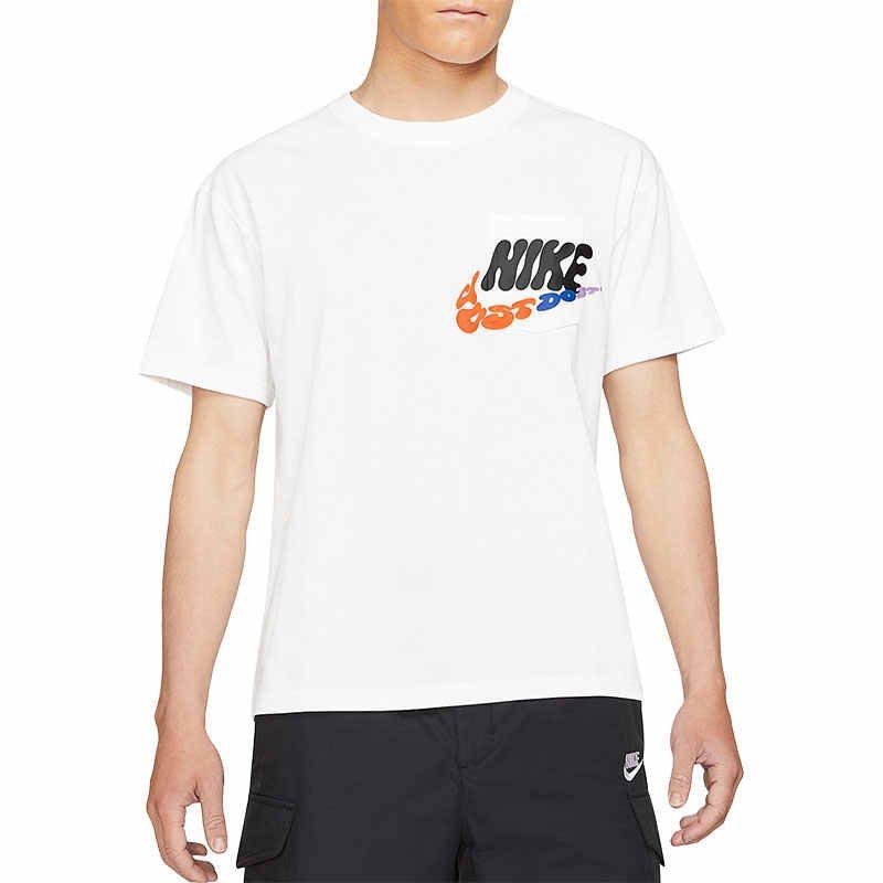 Nike T Shirts Men's White Crew Neck Moderate Straight Fit DJ1344-100