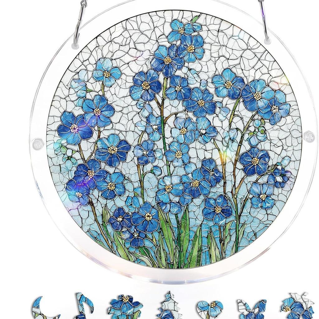 Acrylic Jigsaw Puzzle Suncatcher 83 Pieces-Emerald Flame Hummingbird, DIY Acrylic Puzzle Sun Catcher, Window&Garden Decor, Unique Gifts for Mom