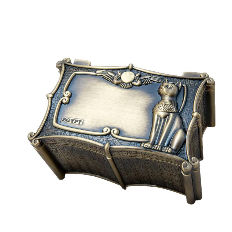 Exquisite European Egyptian Anubis Metal Jewelry Box