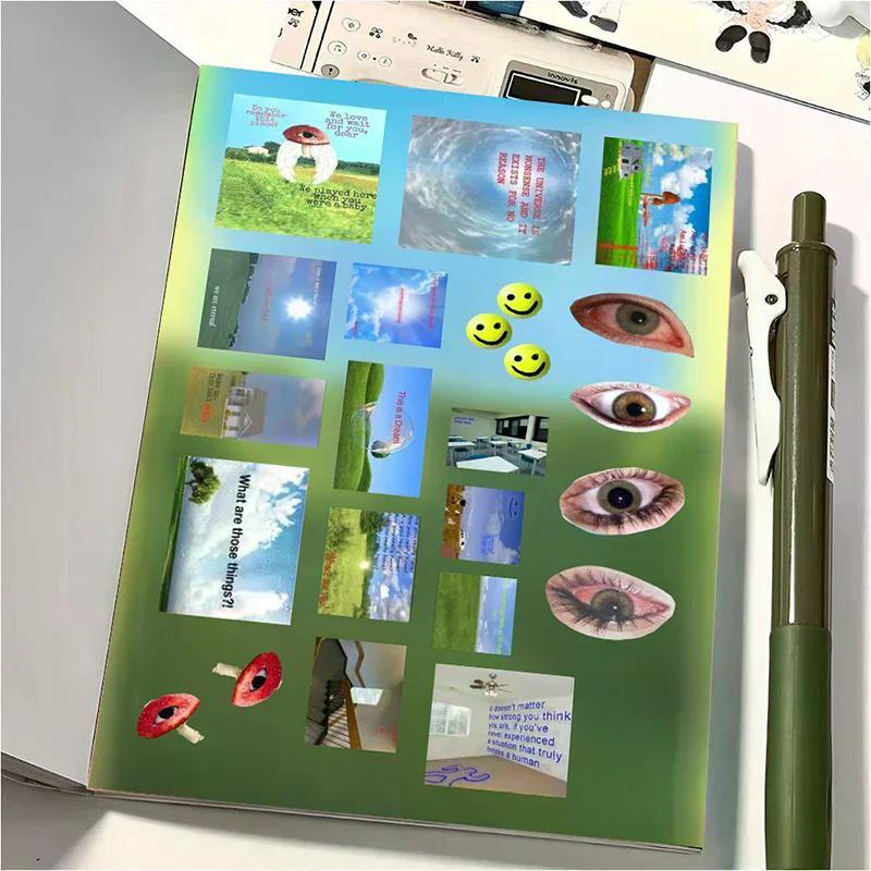8/16 Sheets DIY Decoration Y2k Gen Z Electronic Memories Style Retro Dreamcore Collages Journals Diary Scrapbook Stickers