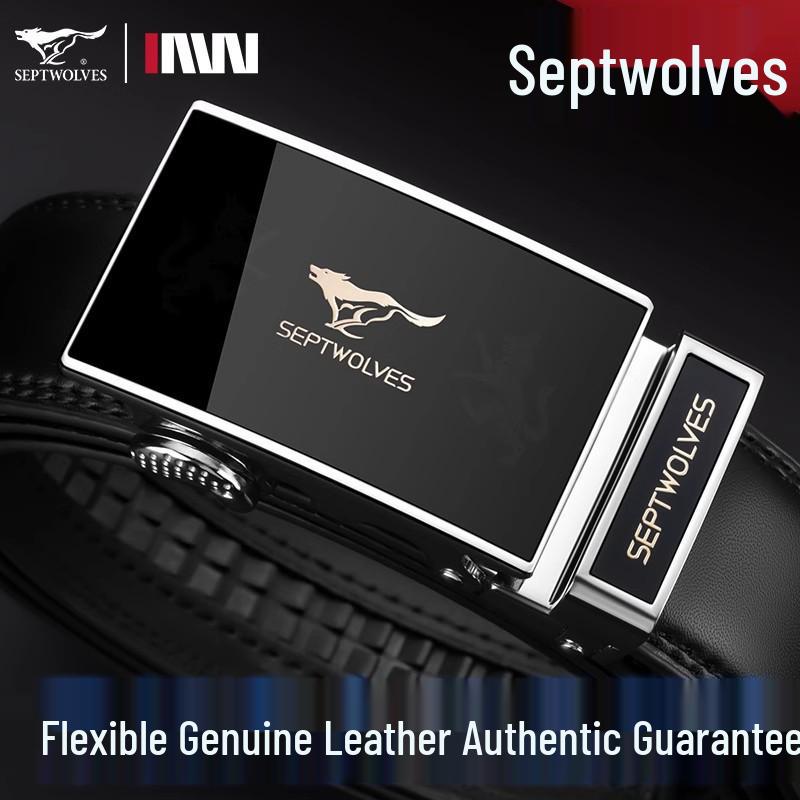 Men's High-End Cowhide Leather Belt with Automatic Buckle - Fashionable Gift for Young Professionals