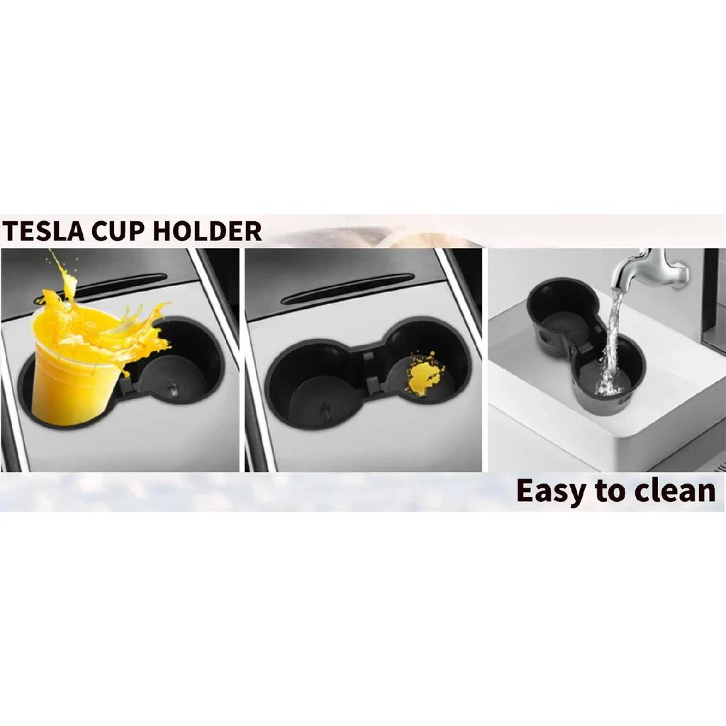 For 2021-2023 Tesla Console Cup Holder Insert-Upgrade Tesla Model 3/Y Accessories Anti-Slip Silicone Center Consoles Cup Holder Cup Holders 5