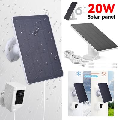 20W IP Sikkerhedskamera Oplader IP65 Vandtæt Bærbar Solpanel 360 Roterende til Ring Spotlight Kamera/Ring Stick Up Kamera