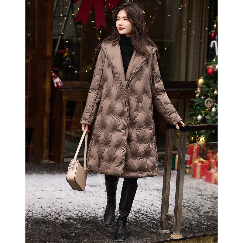 Demana "Winter Snow" Women's Mid-Length Hooded 90% Duck Down Pongee Jacket