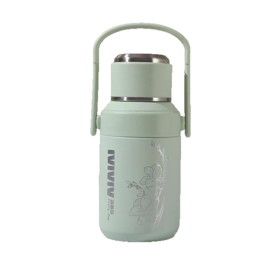 800ml Stainless Steel Thermos Portable Leak-proof Thermos Cup Large Capacity Vacuum Insulation Cup Suitable for Bedroom