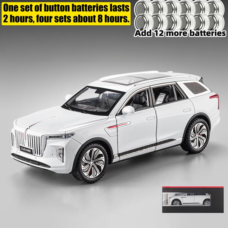 1/24 Hong Qi E-HS9 Pure Electric Large SUV Alloy Metal Diecast Model Home Display Decoration Ornaments Sound and Light Birthday