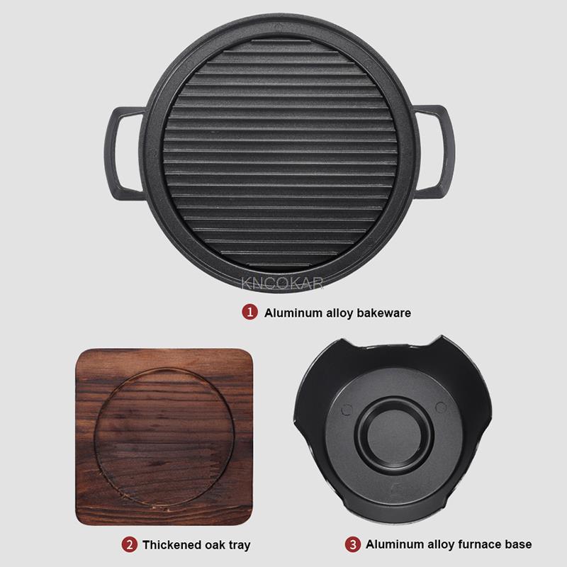 Portable Korean Home Barbecue Grill Non-stick Coating Smokeless BBQ Outdoor Patio Camping Cooker BBQ Party Cooking Tools