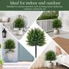 Artificial Cedar Ball Shaped Pruned Tree with Ground Stake UV Resistant Fake Arborvitae Plant Indoor Outdoor Garden Decor