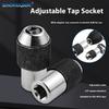 Steel Twin Ranging Tap Adapter Sleeve Tool Adjustable Design 15mm Depth 3/8" Square Interfaces Nonslip Texture Handle