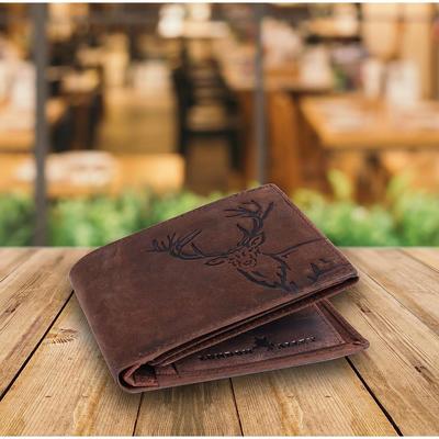 Carteira masculina de couro marrom LONDON ALLEY Elk Vintage.